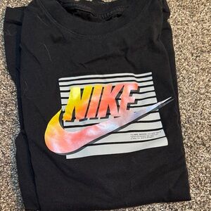 Nike Kids Black Tee with Multicolor Logo